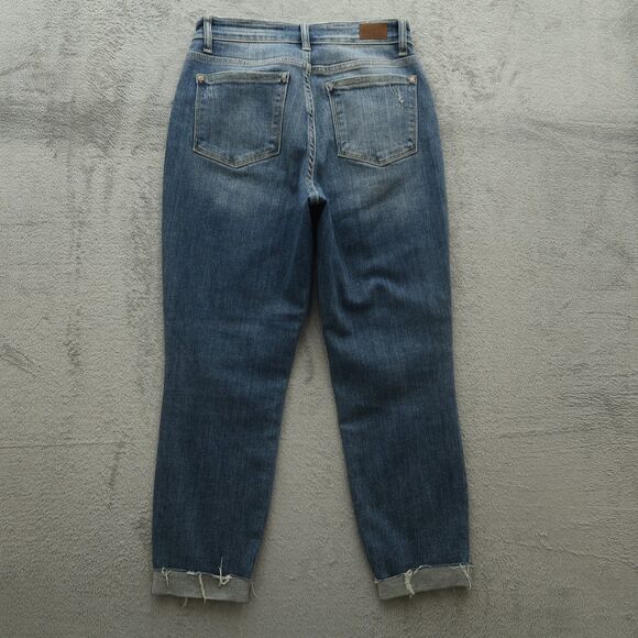 Judy Blue Jeans Junior's 1/25 Mid-Rise Relaxed Straight 25" Inseam Destroyed - Picture 13 of 16